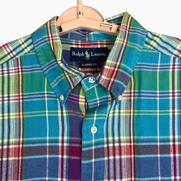 Ralph Lauren Mens XL Classic Fit Multicolor Plaid Long Sleeve Button-Down Shirt - Picture 7 of 9
